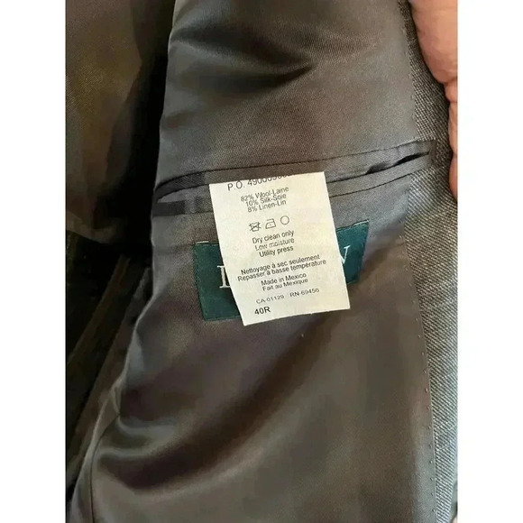 Lauren Ralph Lauren Men’s Suit Blazer Wool Silk Linen Gray Size 40R - Picture 6 of 6